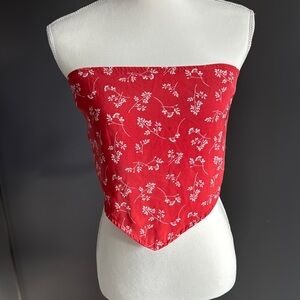 American Eagle Outfitters Red Floral Crop Top
